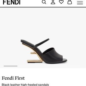 Brand new FENDI FIRST  black and gold Black leather high-heeled sandals